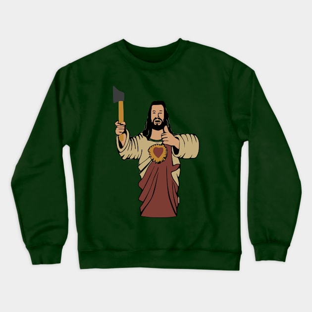 Buddy Christ Axe Thrower | The Axe Shoppe Crewneck Sweatshirt by The Axe Shoppe